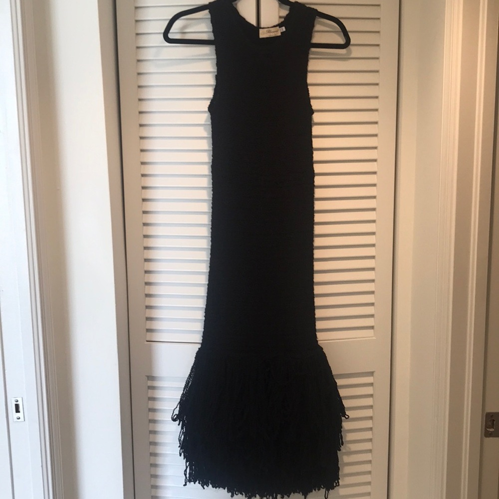 Bluemarine Black Knit Fringe Bottom Dress